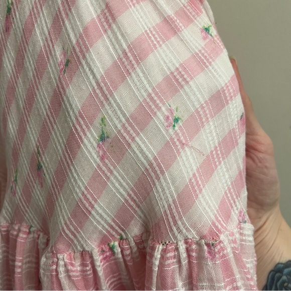 LoveShackFancy Leon Pink Pop Rock Floral Gingham Mini Dress Medium - Picture 10 of 15